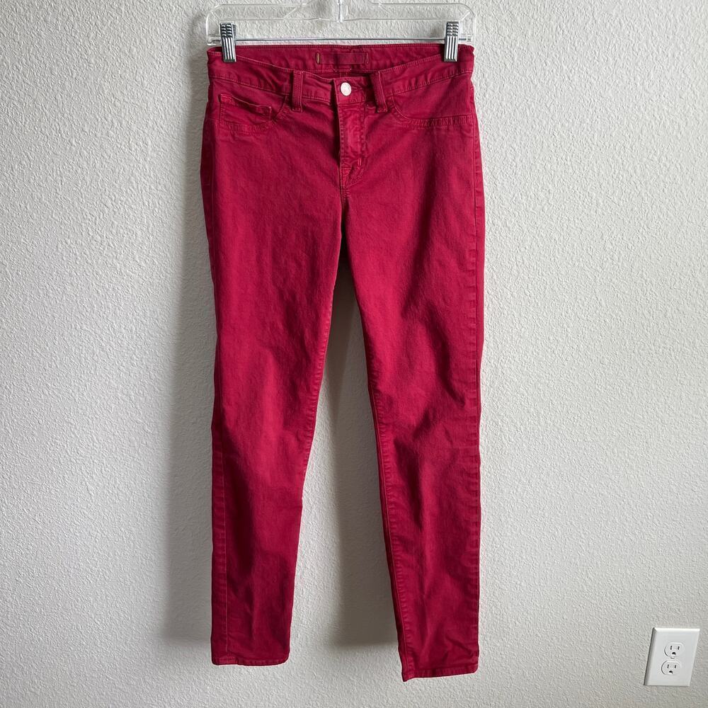 J Brand Red Mid Rise Skinny Jeans Women's 27 Stretch Black Cherry Holiday